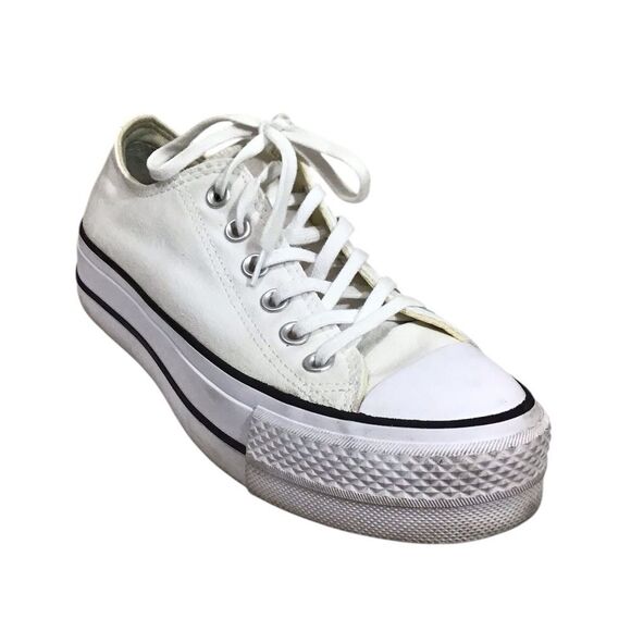 Converse All Star White Platform Sneakers Size 7 - Picture 1 of 11